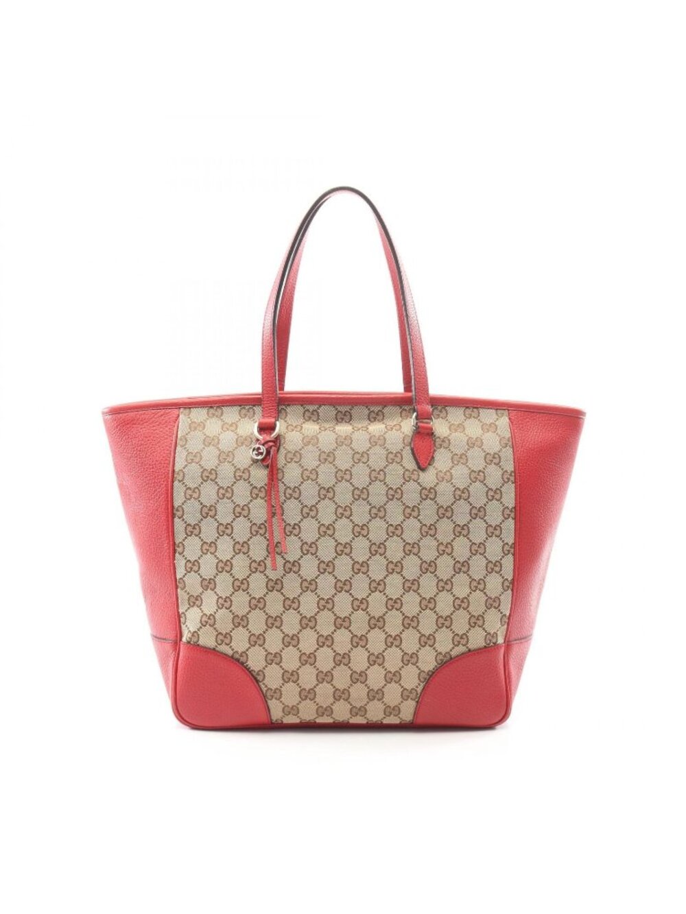 Gucci Tote Bag Bree Beige Brown Red Canvas Leather